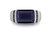 Blue Pietersite Celtic Stone Signet Ring in Sterling Silver with Enamel - Silver