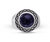 Blue Sand Stone Flat Back Cabochon Signet Ring in Black Rhodium Plated Sterling Silver - Blue Sand Stone