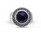 Blue Sand Stone Flat Back Cabochon Signet Ring in Black Rhodium Plated Sterling Silver - Blue Sand Stone