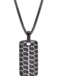 Born Drifter Black Rhodium Plated Sterling Silver Tire Tread Black Diamond Tag - Black Rhodium