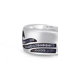 Breaking Waves Sterling Silver Blue Sapphire & Topaz Stone Band Ring