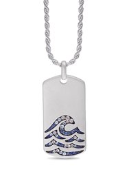 Breaking Waves Sterling Silver Blue Sapphire & Topaz Stone Tag - Silver