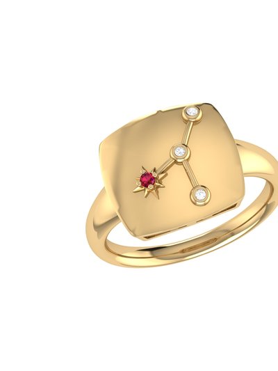 LuvMyJewelry Cancer Crab Ruby & Diamond Constellation Signet Ring In 14K Yellow Gold Vermeil On Sterling Silver product