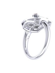 Capricorn Goat Garnet & Diamond Constellation Signet Ring In Sterling Silver