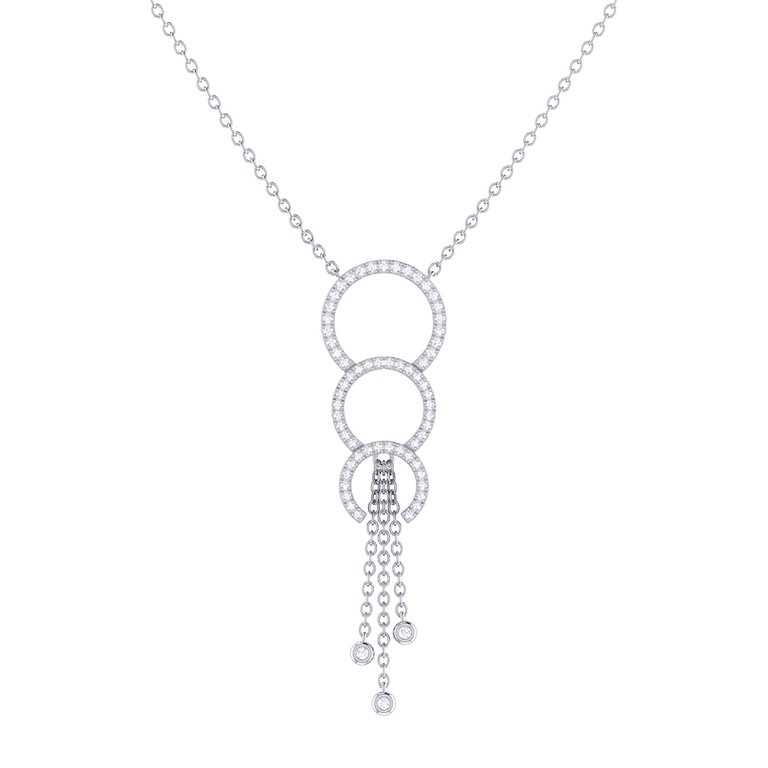 Chandelier Circle Trio Bolo Adjustable Diamond Lariat Necklace in Sterling Silver - Silver