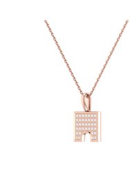 City Arches Square Diamond Pendant In 14K Rose Gold Vermeil On Sterling Silver
