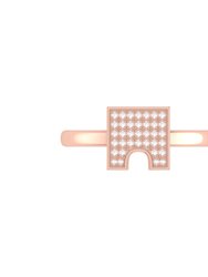 City Arches Square Diamond Ring In 14K Rose Gold Vermeil On Sterling Silver