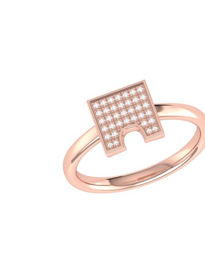 LuvMyJewelry City Arches Square Diamond Ring In 14K Rose Gold Vermeil On Sterling Silver product