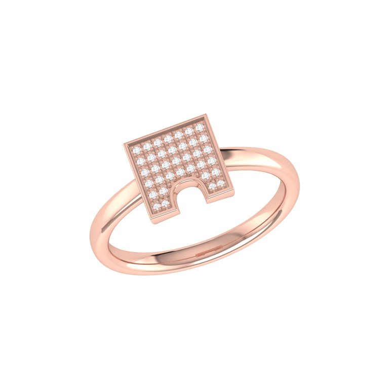 City Arches Square Diamond Ring In 14K Rose Gold Vermeil On Sterling Silver - Rose Gold