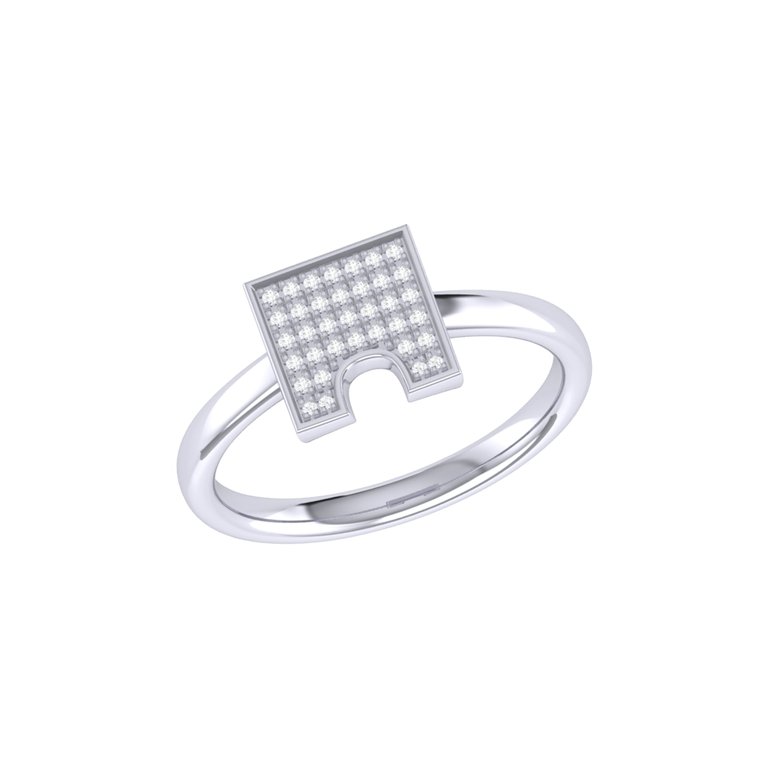 City Arches Square Diamond Ring In Sterling Silver - Silver