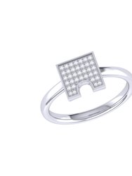 City Arches Square Diamond Ring In Sterling Silver - Silver