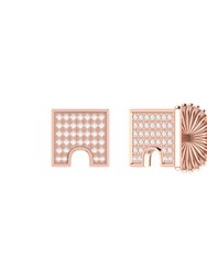 City Arches Square Diamond Stud Earrings in 14K Rose Gold Vermeil on Sterling Silver - Rose Gold