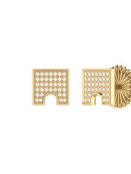 City Arches Square Diamond Stud Earrings in 14K Yellow Gold Vermeil on Sterling Silver - Gold