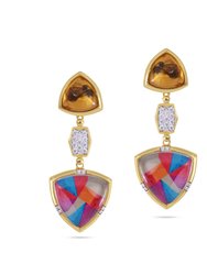 Colorful Canvas Diamond & Citrine Earrings In 14K Yellow Gold Plated Sterling Silver - Yellow Gold