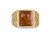 Cracked Agate Stone Signet Ring in Brown Rhodium & 14K Yellow Gold Plated Sterling Silver - Gold