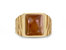 Cracked Agate Stone Signet Ring in Brown Rhodium & 14K Yellow Gold Plated Sterling Silver - Gold