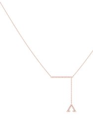 Crane Lariat Bolo Adjustable Triangle Diamond Necklace in 14K Rose Gold Vermeil on Sterling Silver