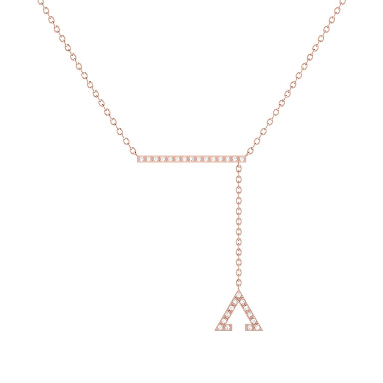 Crane Lariat Bolo Adjustable Triangle Diamond Necklace in 14K Rose Gold Vermeil on Sterling Silver - Rose Gold