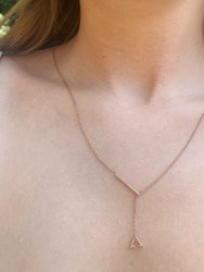 Crane Lariat Bolo Adjustable Triangle Diamond Necklace in 14K Rose Gold Vermeil on Sterling Silver