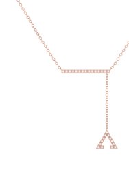 Crane Lariat Bolo Adjustable Triangle Diamond Necklace in 14K Rose Gold Vermeil on Sterling Silver - Rose Gold