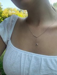 Crane Lariat Bolo Adjustable Triangle Diamond Necklace In Sterling Silver