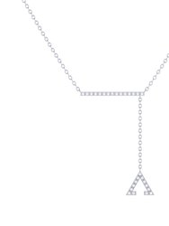 Crane Lariat Bolo Adjustable Triangle Diamond Necklace In Sterling Silver - Silver