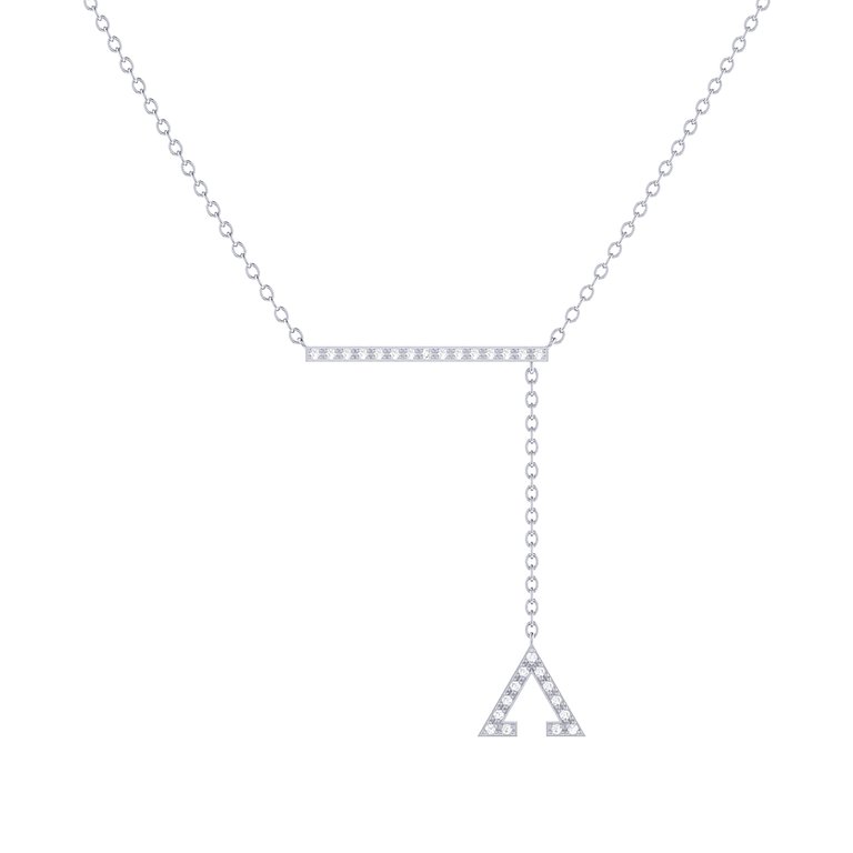 Crane Lariat Bolo Adjustable Triangle Diamond Necklace In Sterling Silver - Silver