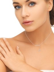Crane Lariat Bolo Adjustable Triangle Diamond Necklace In Sterling Silver