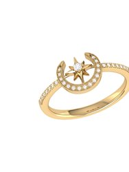 Crescent North Star Diamond Ring in 14K Yellow Gold Vermeil on Sterling Silver - Yellow Gold