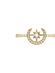 Crescent North Star Diamond Ring in 14K Yellow Gold Vermeil on Sterling Silver