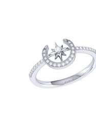 Crescent North Star Diamond Ring In Sterling Silver - Silver