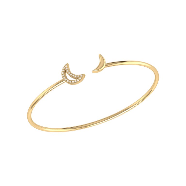 Date Night Double Crescent Adjustable Diamond Cuff In 14K Yellow Gold Vermeil On Sterling Silver - Yellow Gold