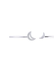 Date Night Double Crescent Adjustable Diamond Cuff In Sterling Silver