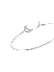 Date Night Double Crescent Adjustable Diamond Cuff In Sterling Silver - Silver