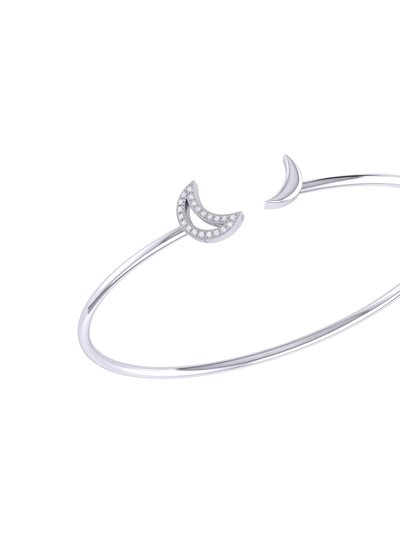 LuvMyJewelry Date Night Double Crescent Adjustable Diamond Cuff In Sterling Silver product
