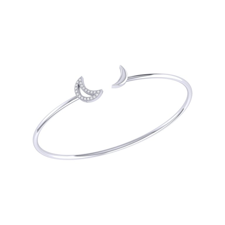 Date Night Double Crescent Adjustable Diamond Cuff In Sterling Silver - Silver