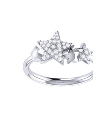 Dazzling Star Cluster Diamond Ring in Sterling Silver - Silver