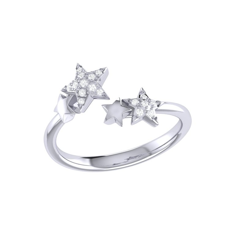 Dazzling Star Couples Diamond Open Ring In Sterling Silver - Silver