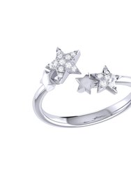 Dazzling Star Couples Diamond Open Ring In Sterling Silver - Silver