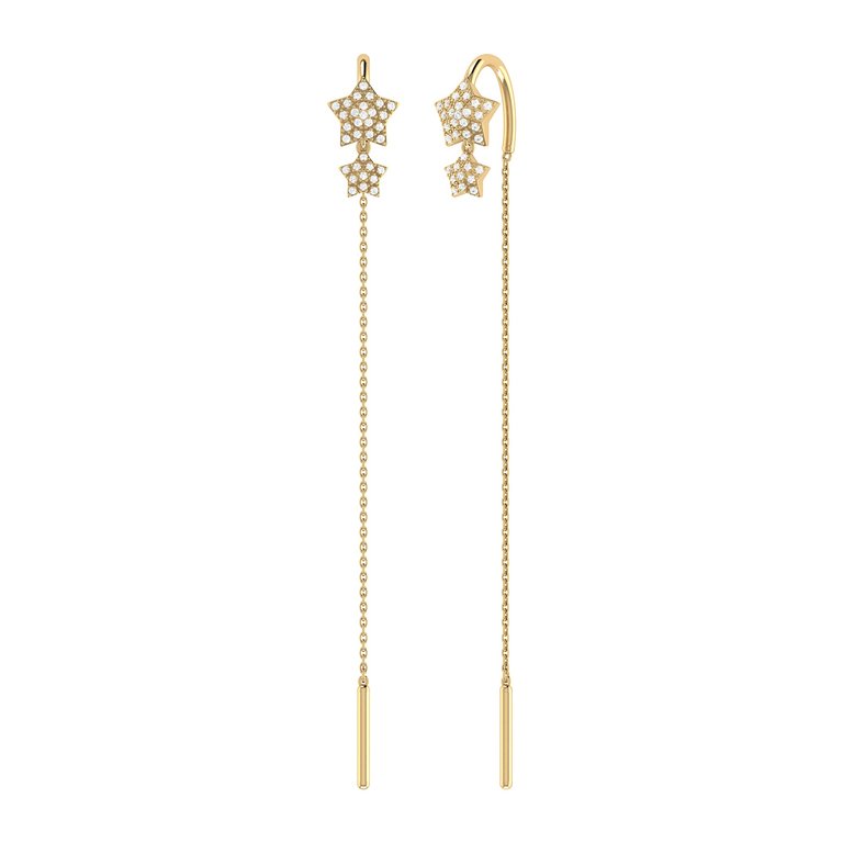 Dazzling Star Duo Tack-In Diamond Earrings In 14K Yellow Gold Vermeil On Sterling Silver - Yellow Gold
