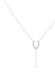 Drizzle Drip Teardrop Bolo Adjustable Diamond Lariat Necklace In Sterling Silver