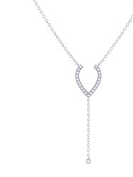 Drizzle Drip Teardrop Bolo Adjustable Diamond Lariat Necklace In Sterling Silver - Silver