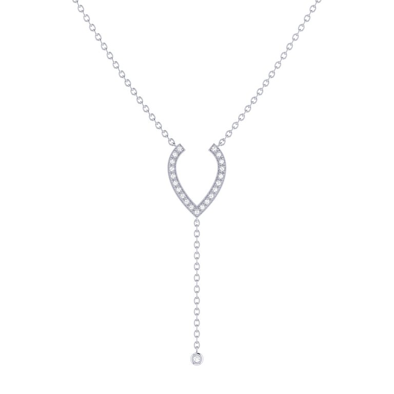 Drizzle Drip Teardrop Bolo Adjustable Diamond Lariat Necklace In Sterling Silver - Silver