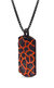 Earth & Fire Black Rhodium Plated Sterling Silver Textured Red Orange Enamel Tag