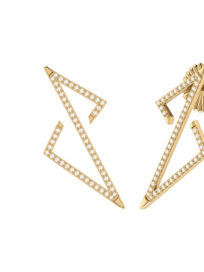 LuvMyJewelry Electric Spark Zig Zag Diamond Earrings In 14K Yellow Gold Vermeil On Sterling Silver product