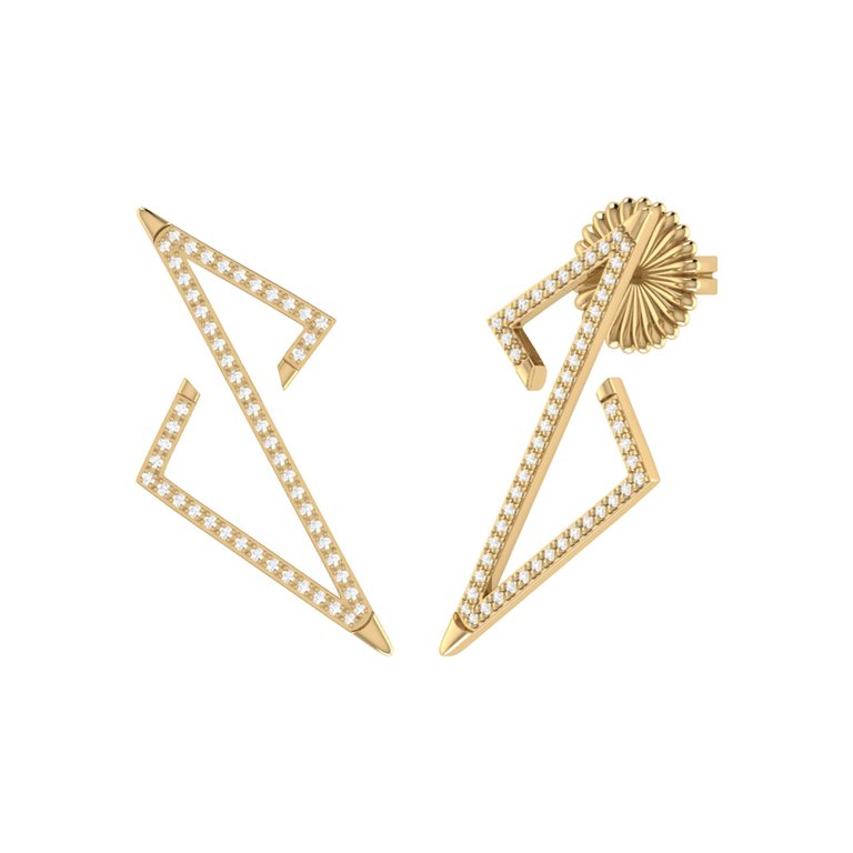 Electric Spark Zig Zag Diamond Earrings In 14K Yellow Gold Vermeil On Sterling Silver - Yellow Gold