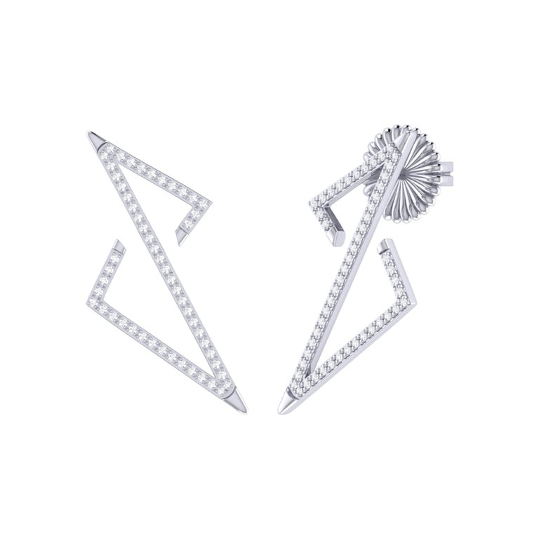 Electric Spark Zig Zag Diamond Earrings in Sterling Silver - Silver