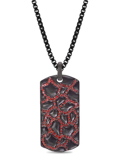 LuvMyJewelry Fiery Ascent Black Rhodium Plated Sterling Silver Textured Tag with Garnets product