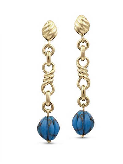 LuvMyJewelry Firefly Turquoise Dangle Earrings In 14K Yellow Gold Plated Sterling Silver product
