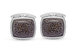 Fossil Agate Stone Cufflinks in Black Rhodium Plated Sterling Silver - Silver